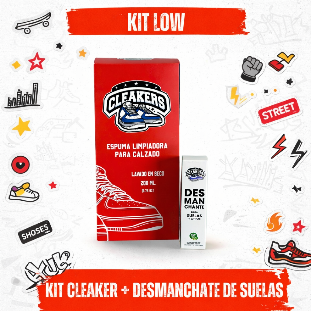 KIT LOW | Una unidad de Cleakers de 200 ML y una unidad de Desmanchante para suelas