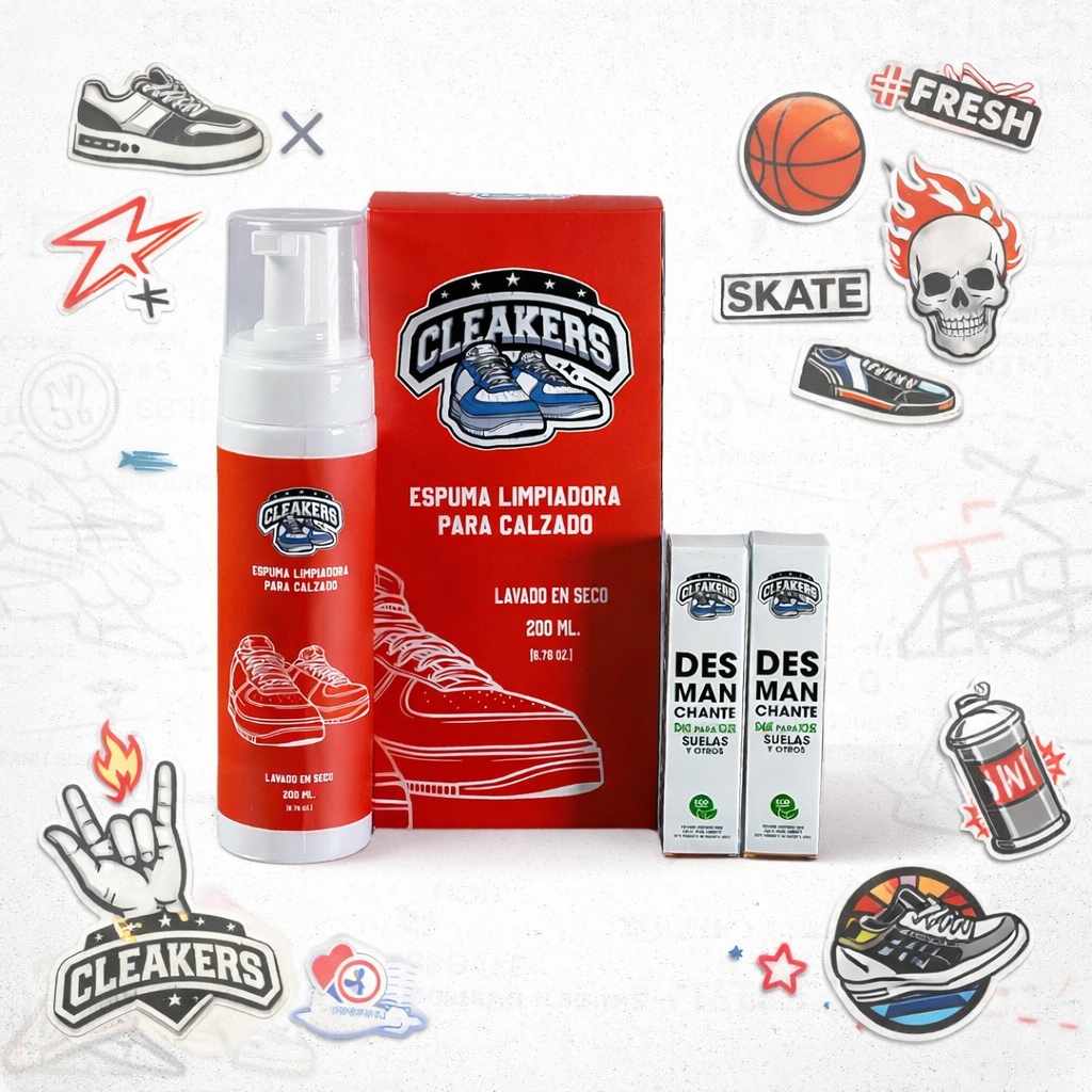 KIT HIGH | Dos unidades de Cleakers de 200 ML más dos Desmanchantes para suelas