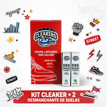 KIT MID | Una unidad de Cleakers de 200 ML más dos Desmanchantes para suelas